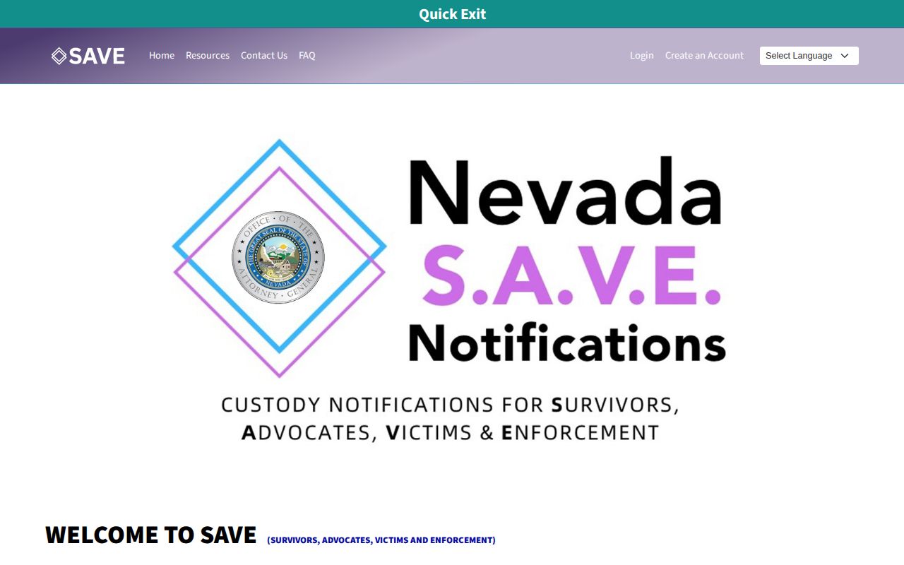 Nevada SAVE search for an Esmeralda County release notification